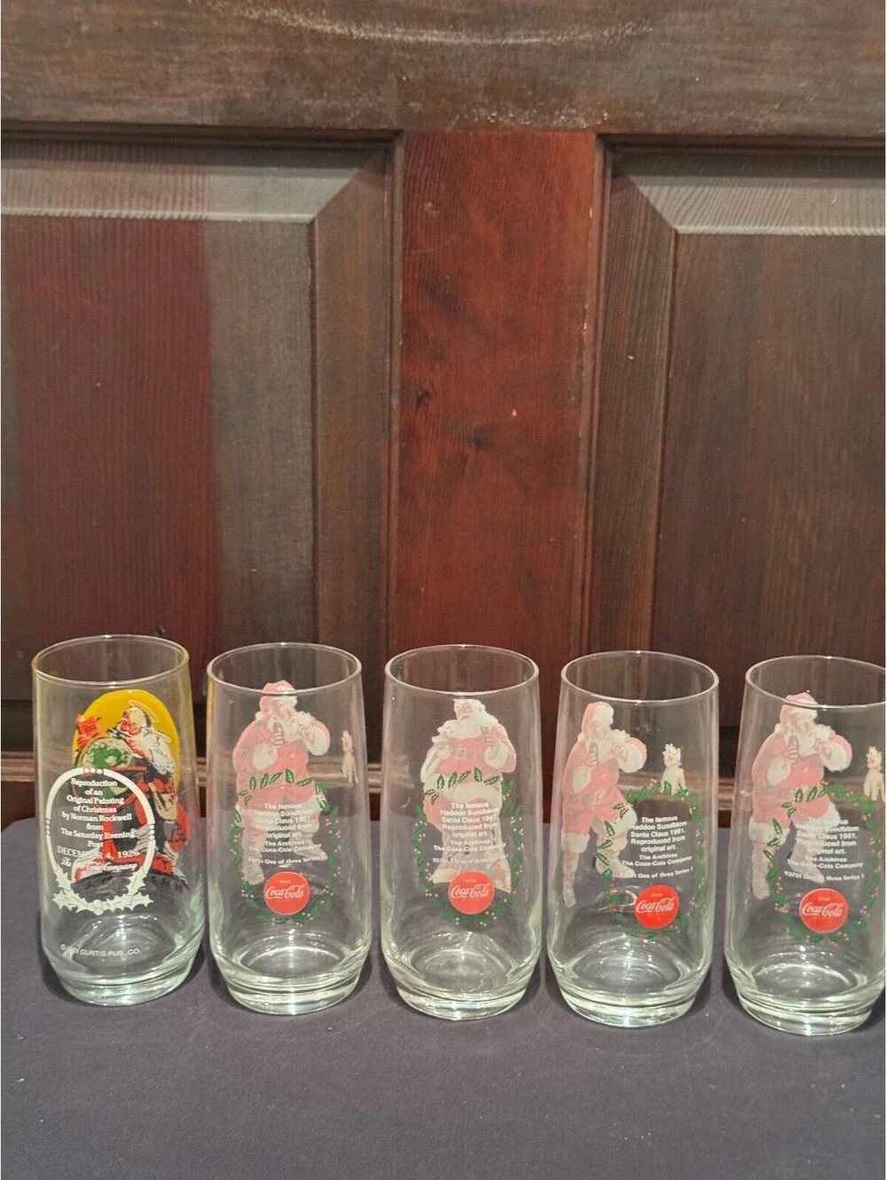 Vintage Coca-Cola Santa Claus Glasses Set of 5
